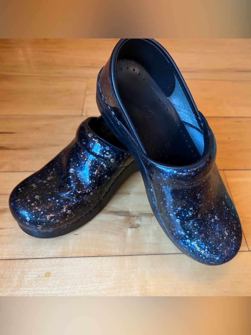 Dansko Black & Blue Galaxy-Print Clogs - Picture 5 of 5